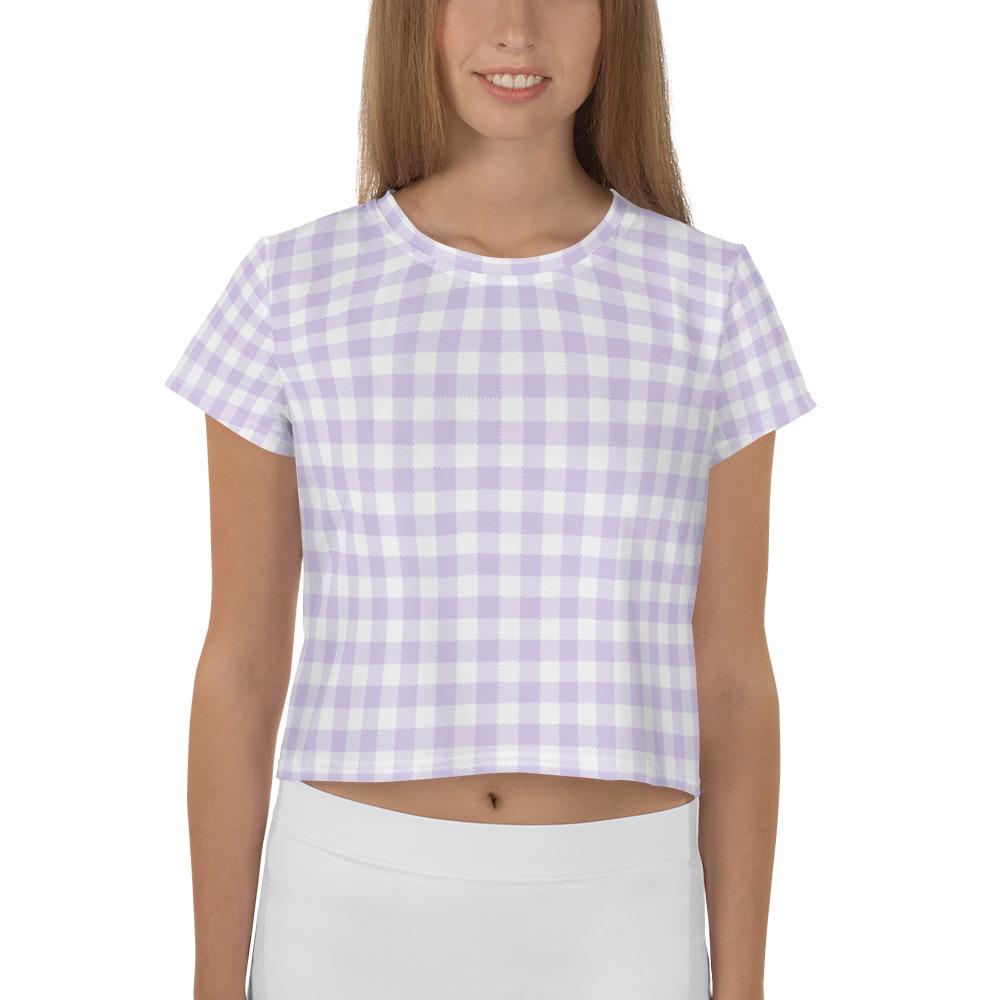 Lilac Gingham Crop Tee