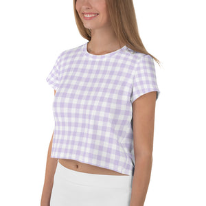 Lilac Gingham Crop Tee