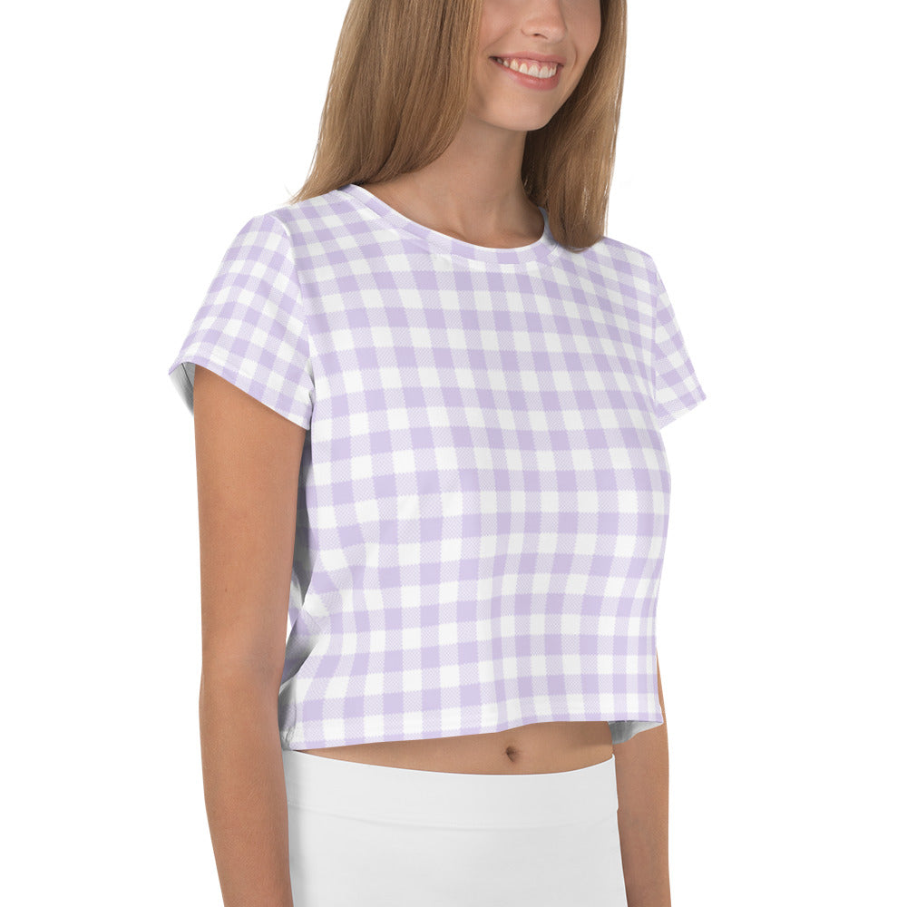 Lilac Gingham Crop Tee